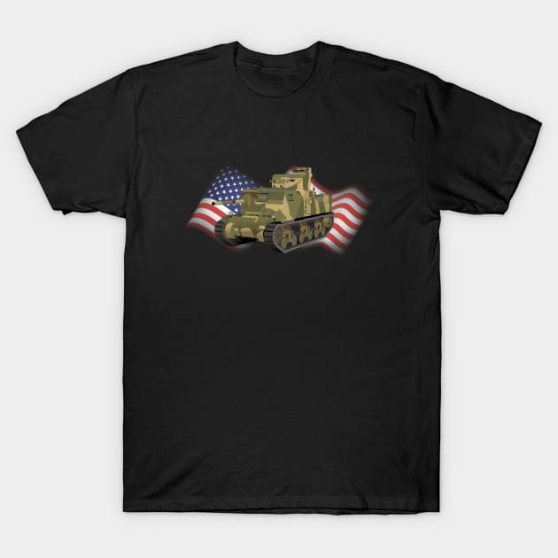 Patriotic M3 Lee / Grant American WW2 Tank T-Shirt by NorseTech